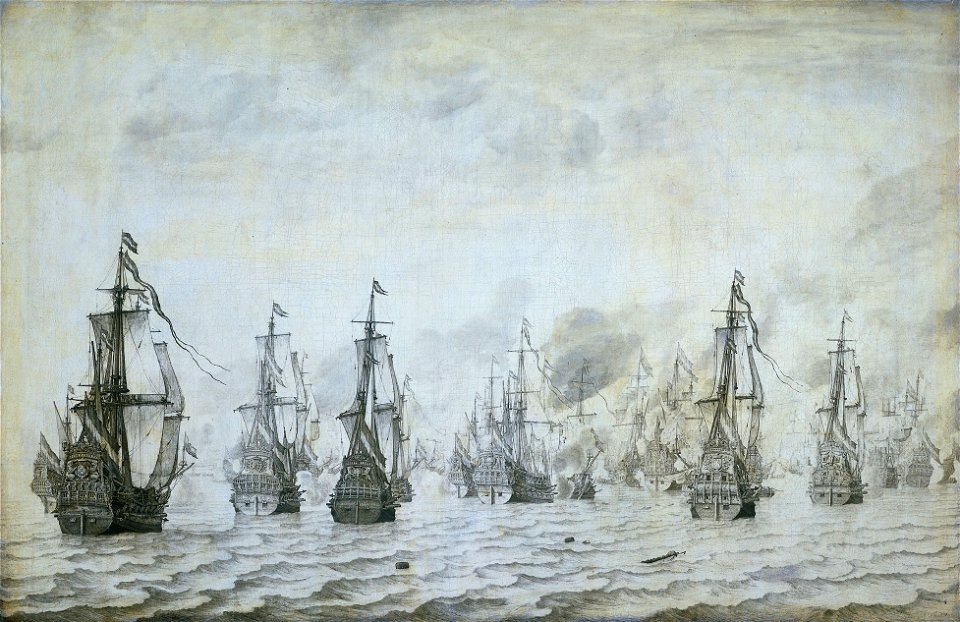 Zeeslag bij Duinkerken 18 februari 1639 (Willem van de Velde I, 1659)