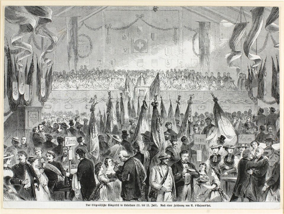 Zentralbibliothek Solothurn - Das Eidgenössische Sängerfest in Solothurn 11 bis 13 Juli 1868 Nach einer Zeichnung von A dAujourdhui - aa0396