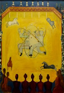 Zelman Otchakowski - Le Cirque, huile et tracé préalable au crayon partiel sur panneau de contreplaqué
