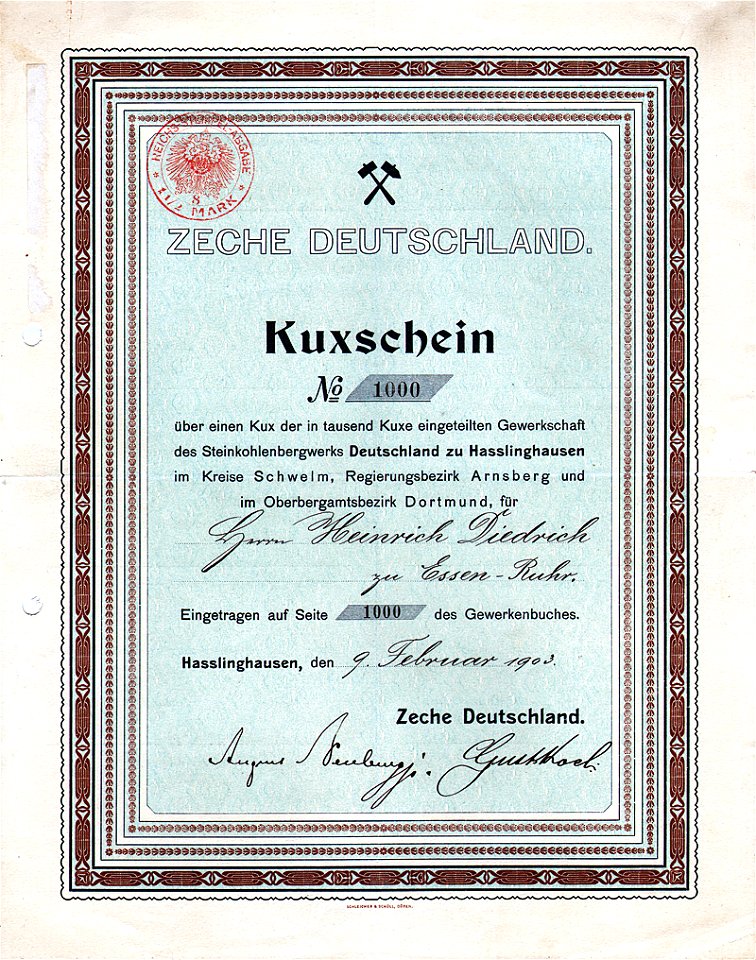 Zeche Deutschland 1903