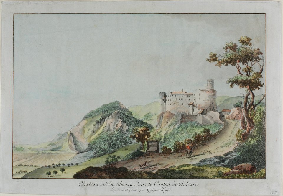 Zentralbibliothek Solothurn - Chateau de Bechbourg dans le Canton de Soleure Dessineé et gravé par Gaspar Wyss - aa0166