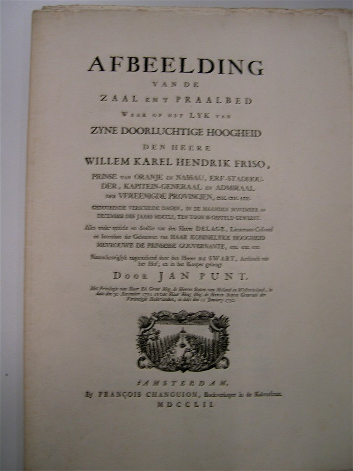 Zaal en praalbed van Willem Carel hendrik Friso, objectnr B 5330.47