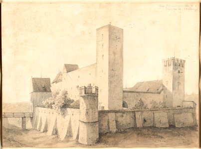 Zeichnung - Schloss Grünwald - Nordostseite - Lebschee - 1846