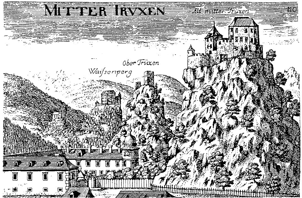 Zeichnung Waisenberg und Mittertrixen Valvasor