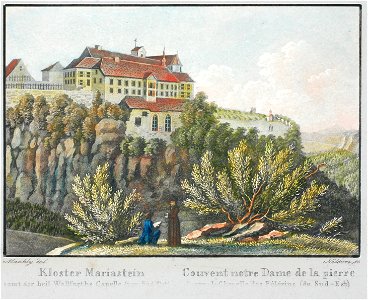 Zentralbibliothek Solothurn - Kloster Mariastein samt der heil Wallfarths Capelle von SüdOst Couvent notre Dame de la pierre unleserlich des Pèlérins du SudEst - a0241