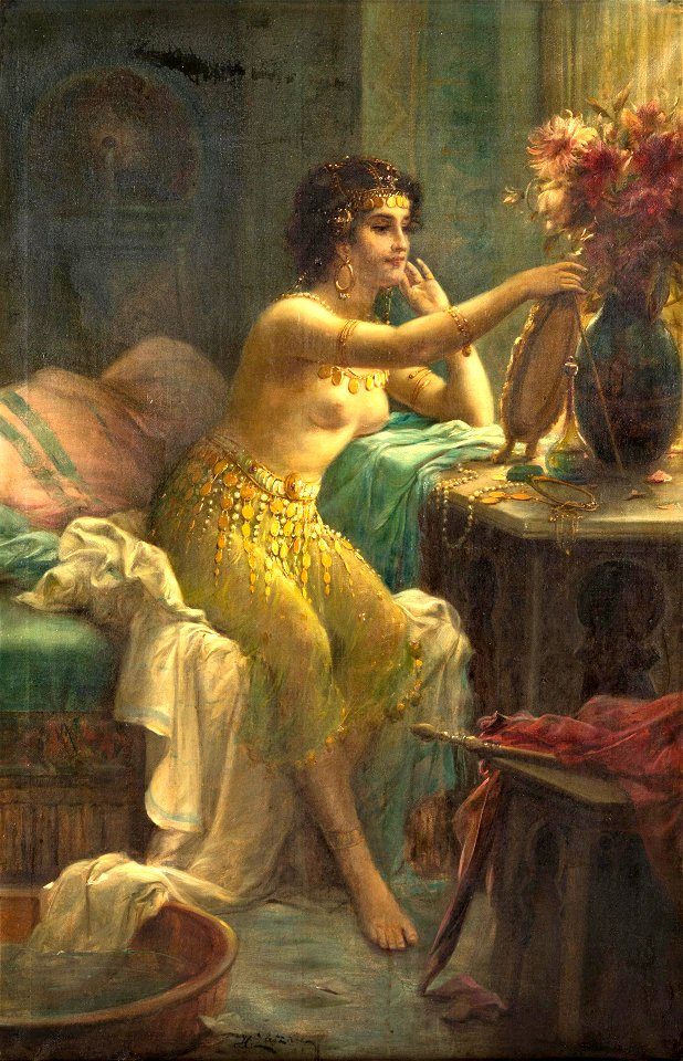 Egyptian Girl at a Dressing Table by Hans Zatzka