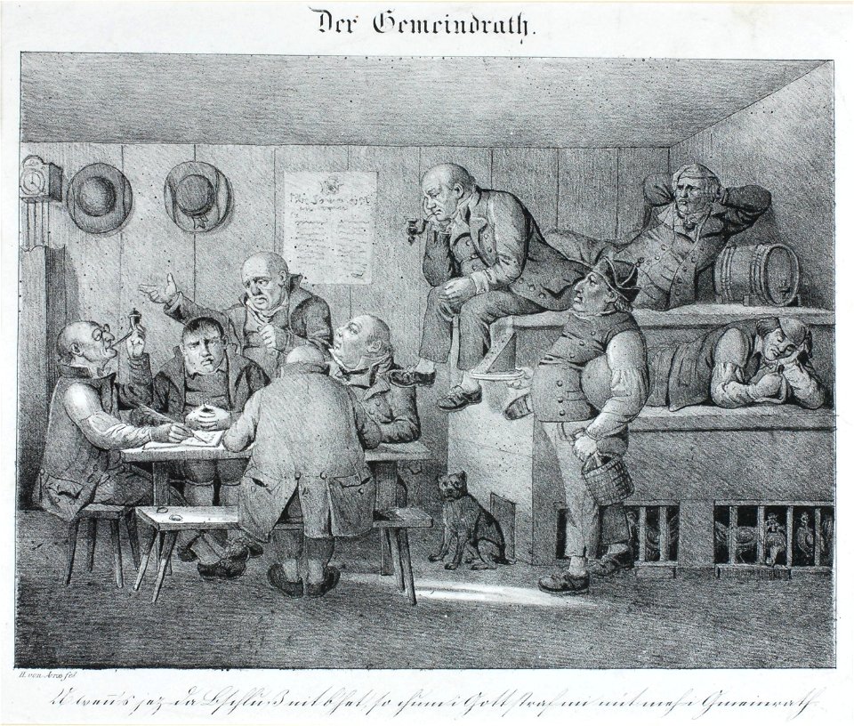 Zentralbibliothek Solothurn - Der Gemeinderath unter Bild U wenns jez da Bschluß nit bhet so chumi Gott straf mi nüt meh i Gemeinrath - aa0247