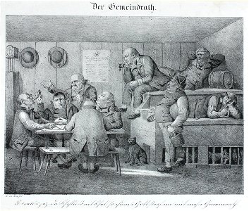 Zentralbibliothek Solothurn - Der Gemeinderath unter Bild U wenns jez da Bschluß nit bhet so chumi Gott straf mi nüt meh i Gemeinrath - aa0247