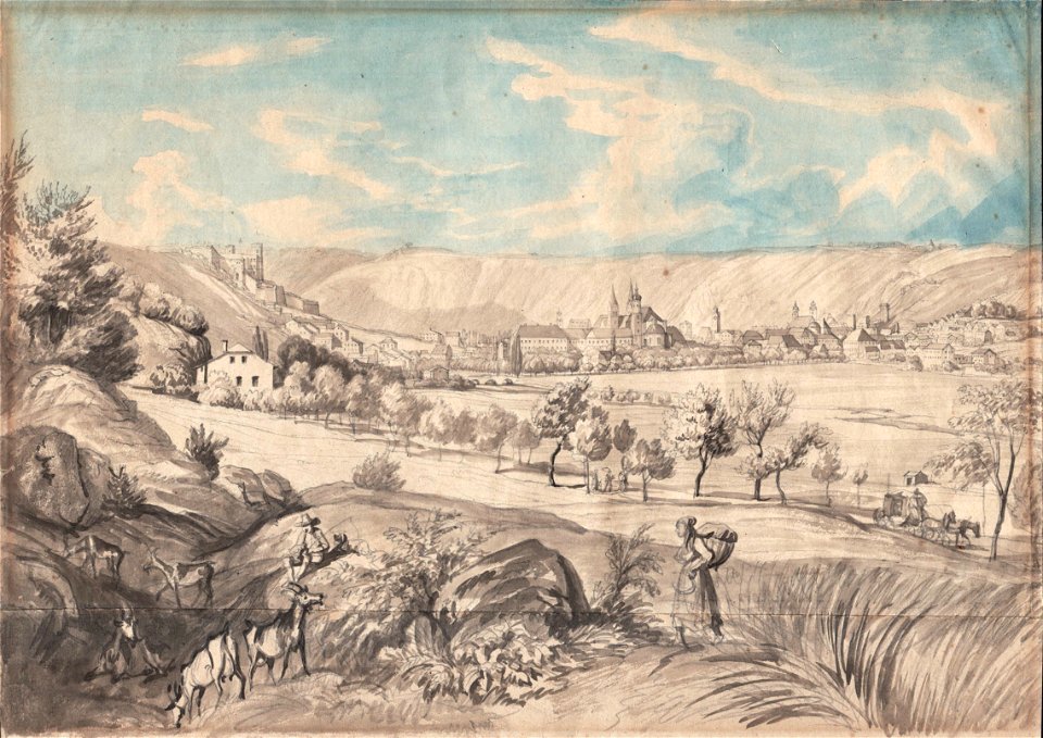 Zeichnung - Eichstätt von Süden - Kraus - um 1829