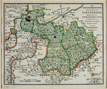 Zentralbibliothek Solothurn - DER IN MILITARDEPARTEMENS ABGETHEILTE CANTON BASEL Darauf die zur NEUTRALITÄTSBEHAUPTUNG AUSGESTELLTE WACHTPOSTEN bemerkt sind 1792 - aa0331