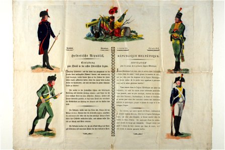 Zentralbibliothek Solothurn - Freyheit Gleichheit horizontale Trennlinie LIBERTÉ ÉGALITÉ Helvetische Republik Trennlinie RÉPUBLIQUE HÉLVÉTIQUE Einladung zum Dienst in der Helvetischen Legion Trennlinie INVITATION pou - aa0543