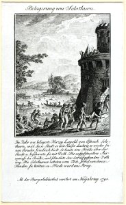 Zentralbibliothek Solothurn - Belagerung von Solothurn Im Jahr 1318 belagerte Herzog Leopold von Östreich Solo thurn weil diese Stadt es mit Kaiser Ludwig IV wieder sei nen Bruder Friedrich hielt Er baute eine Brüke ü - a0970