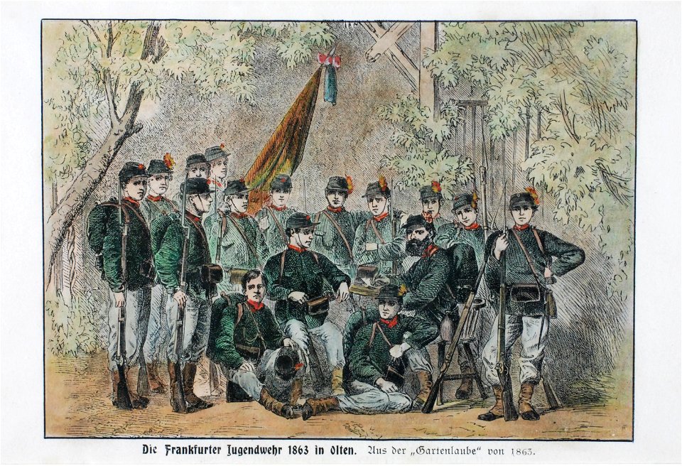 Zentralbibliothek Solothurn - Die Frankfurter Jugendwehr 1863 in Olten Aus der Gartenlaube von 1863 - a1022