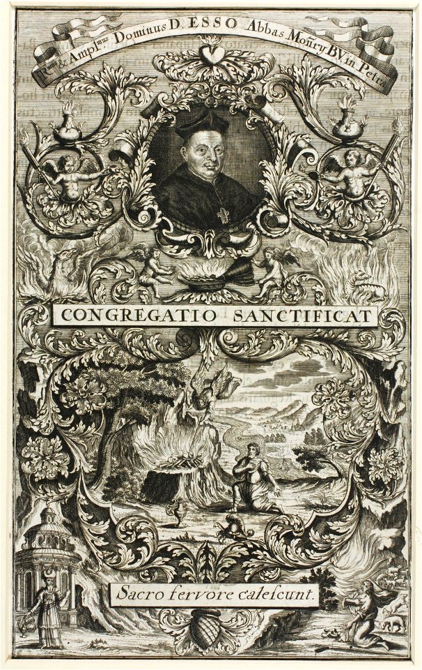 Zentralbibliothek Solothurn - Blatttitel CONGREGATIO SANCTIFICAT Titel der oberen Hälfte Rmus Amplmus Dominus D ESSO Abbas Monry BV in Petra - aa0465