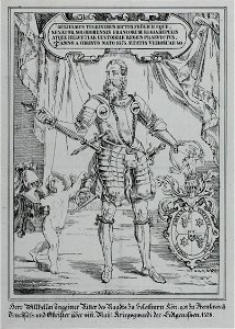 Zentralbibliothek Solothurn - In Kartusche GULIELMUS TUGGINERUS DICTUS FRÖLICH EQUE SENTOR SOLODORENSIS FRANCORUM REGIABEPULIS ATQUE HELVETIAE CUSTODIAE REGIUS PREAFECTUS ANNO A CHRISTO NATO 1575 AETATIS VEROSUAE 50 U - aa0258