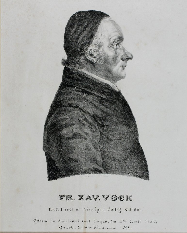 Zentralbibliothek Solothurn - FR XAV VOCK Prof Theol et Principal Colleg Solodor Geboren zu Sarmenstorf Cant Aargau den 4ten April 1752 Gestorben den 28ten Christmonat 1828 - aa0270