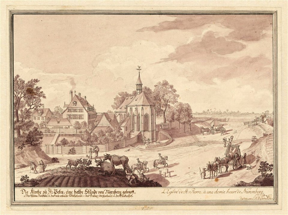 Zeichnung - Nürnberg - Peterskirche- Delsenbach - 1715