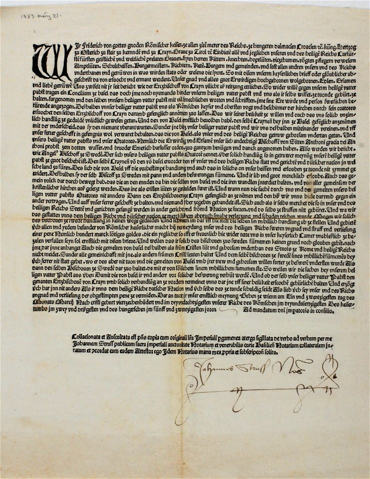Zentralbibliothek Solothurn - Kundmachung des Kaisers - aa0699
