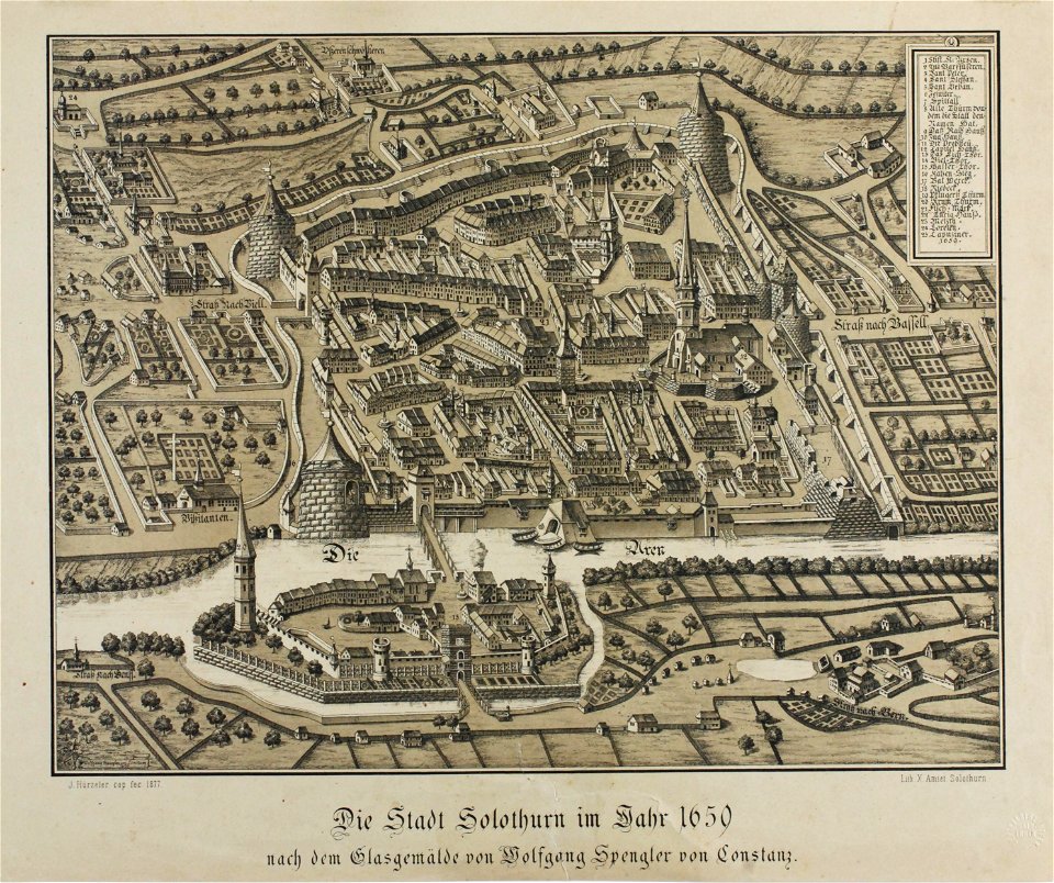 Zentralbibliothek Solothurn - Die Stadt Solothurn im Jahr 1659 nach dem Glasgemälde von Wolfgang Spengler von Constanz - aa0630