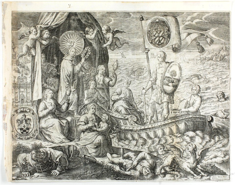 Zentralbibliothek Solothurn - Vor Zelt ankommendes Schiff und viele Figuren - aa0467