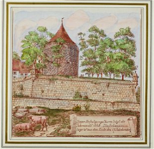 Zentralbibliothek Solothurn - Dieser Befestigungsthurm trägt die Jahreszahl 1548 Die Schanzenan lage ist aus dem Ende des 17 Jahrhunderts - a0792