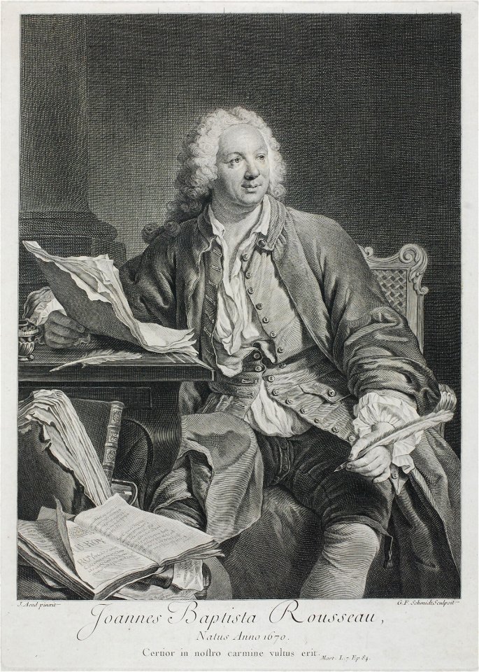 Zentralbibliothek Solothurn - Joannes Baptista Rousseau Natus Anno 1670 Certior in nostro carmine vultus erit Mart L 7 Ep 84 - a0978
