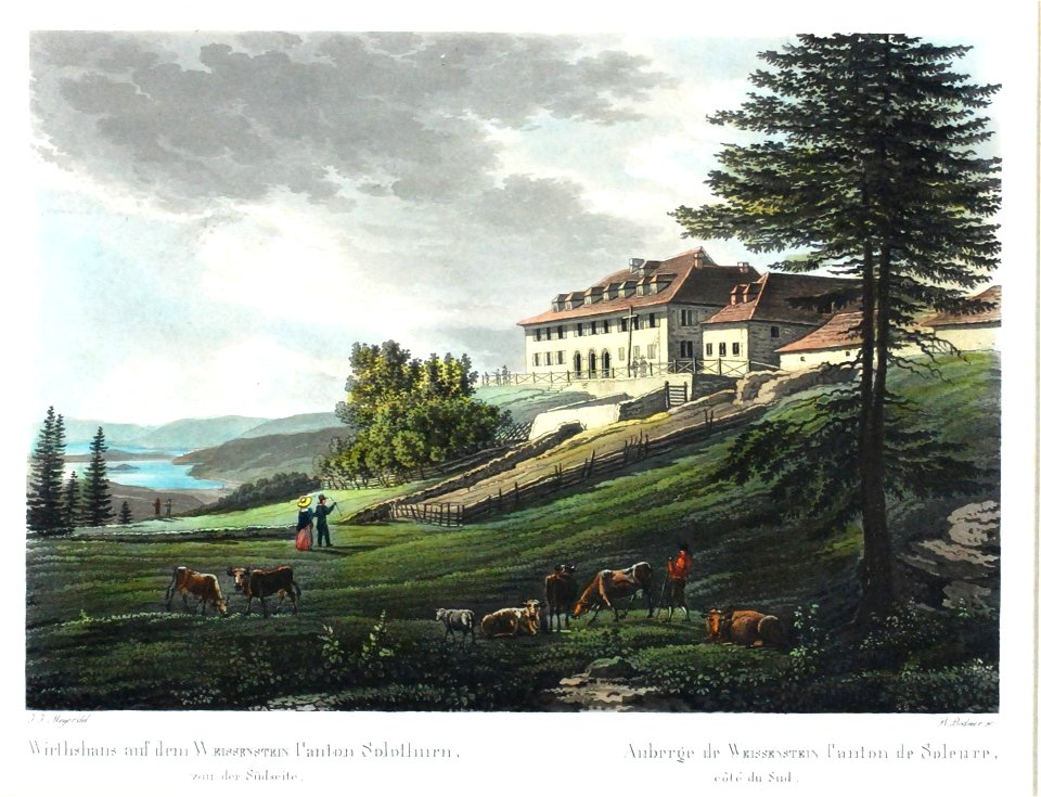 Zentralbibliothek Solothurn - Wirthshaus auf dem WEISSENSTEIN Canton Solothurn von der Südseite Auberge de WEISSENSTEIN Canton de Soleure côté du Sud - aa0138