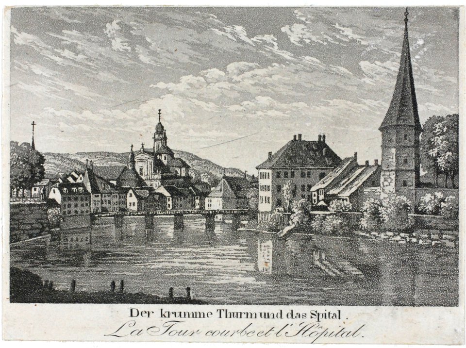 Zentralbibliothek Solothurn - Der krumme Thurm und das Spital La Tour courbe et lHôpital - a0433