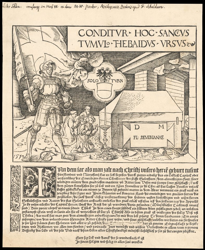 Zentralbibliothek Zürich - Conditur hoc sanctus Tumulo Thebaidus Ursus - 000010339