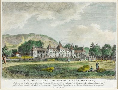 Zentralbibliothek Solothurn - VUE DU CHATEAU DE WALDECK PRÈS SOLEURE à Monsieur le Baron de Besenval grand Croix de lordre Royal et militaire de S Louis Lieutenant général des armées du Roi et Lieutenant Colonel du Reg - aa0160