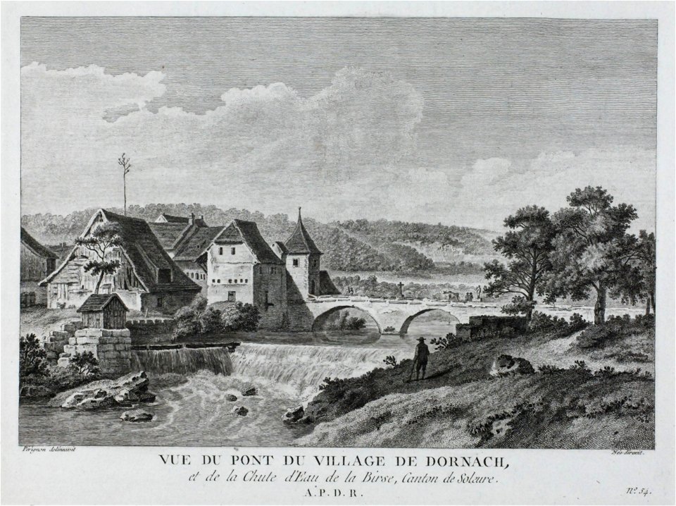 Zentralbibliothek Solothurn - VUE DU PONT DU VILLAGE DE DORNACH ET DE LA Chute dEau de la Birse Canton de Soleure A P D R - aa0156
