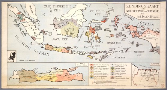 Zendingskaart van Ned OostIndi en Suriname - Universiteitsbibliotheek VU