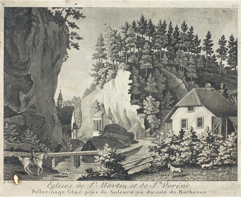 Zentralbibliothek Solothurn - Eglises de St Martin et de Ste Verène Pellerinage situé près de Soleure vû du coté de Rüthenen - a0502