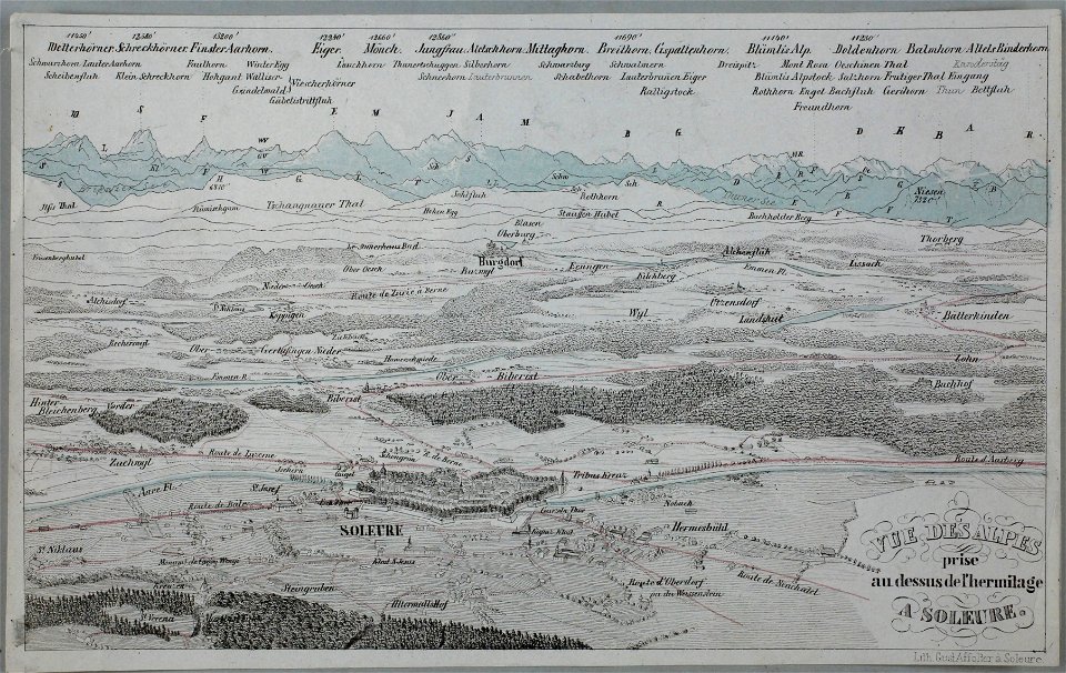 Zentralbibliothek Solothurn - VUE DES ALPES prise au dessus de lhermitage A SOLEURE - a0917