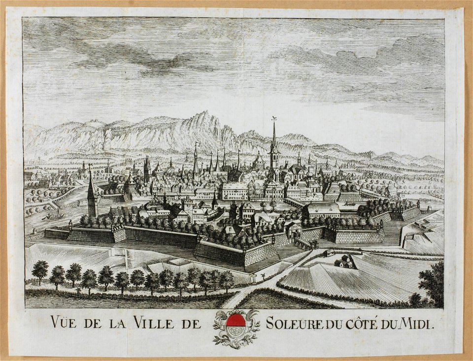 Zentralbibliothek Solothurn - VÜE DE LA VILLE DE Wappen SOLEURE DU CÔTE DU MIDI - a0704