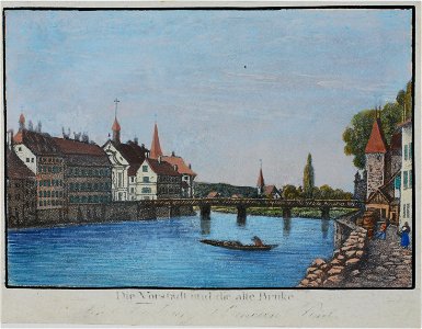Zentralbibliothek Solothurn - Die Vorstadt und die alte Brücke - a0337