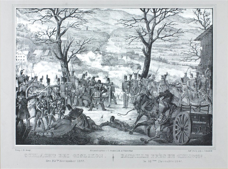 Zentralbibliothek Solothurn - SCHLACHT BEI GISLIKON den 23ten November 1847 I BATAILLE PRÊS DE GISLICON le 23 ème Novembre 1847 - aa0119