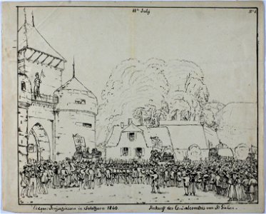 Zentralbibliothek Solothurn - Eidgen Freijschiessen in Solothurn 1840 Ankunft des Centralcomitees von St Gallen - a1070