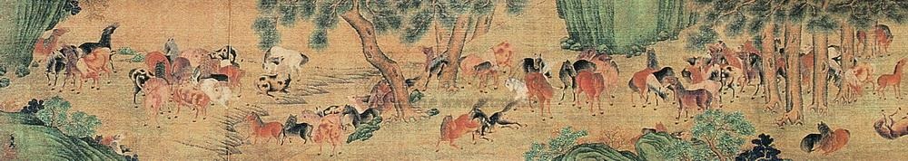 Zhao-mengfu-百骏图-手卷-设色绢本