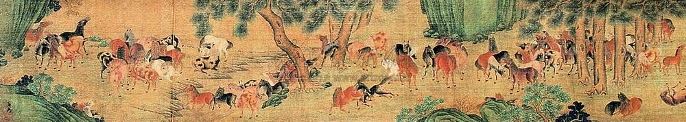 Zhao-mengfu-百骏图-手卷-设色绢本