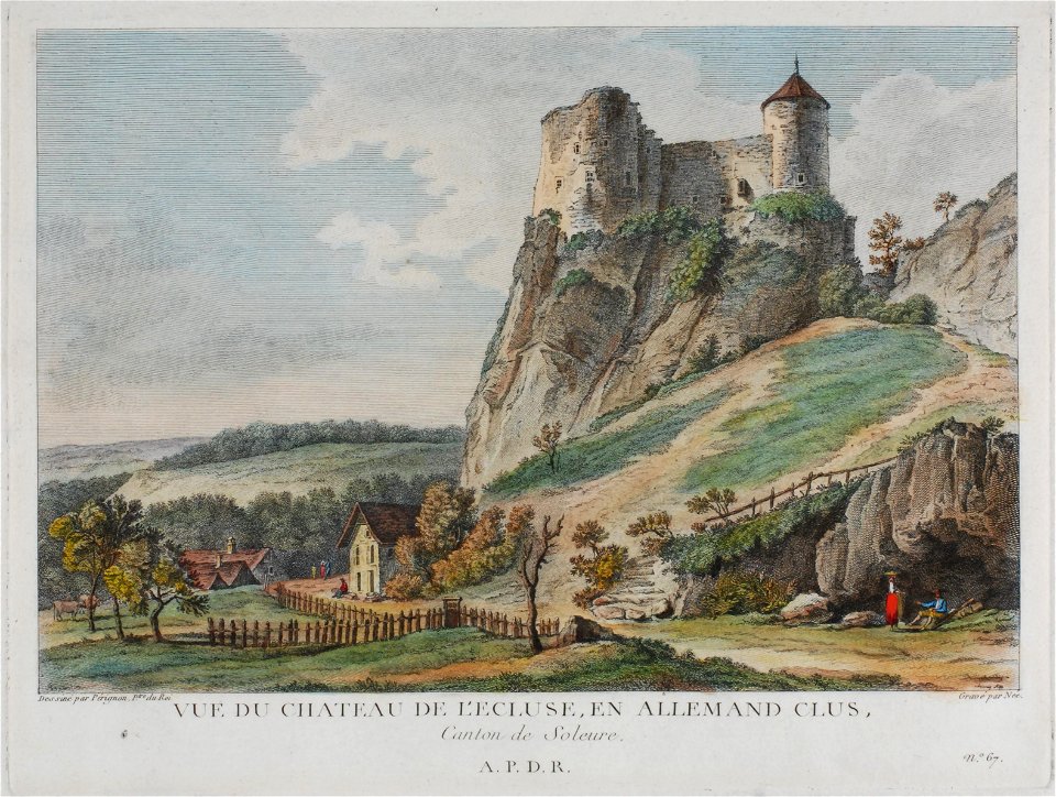 Zentralbibliothek Solothurn - VUE DU CHATEAU DE LECLUSE EN ALLEMAND CLUS Canton de Soleure - aa0354