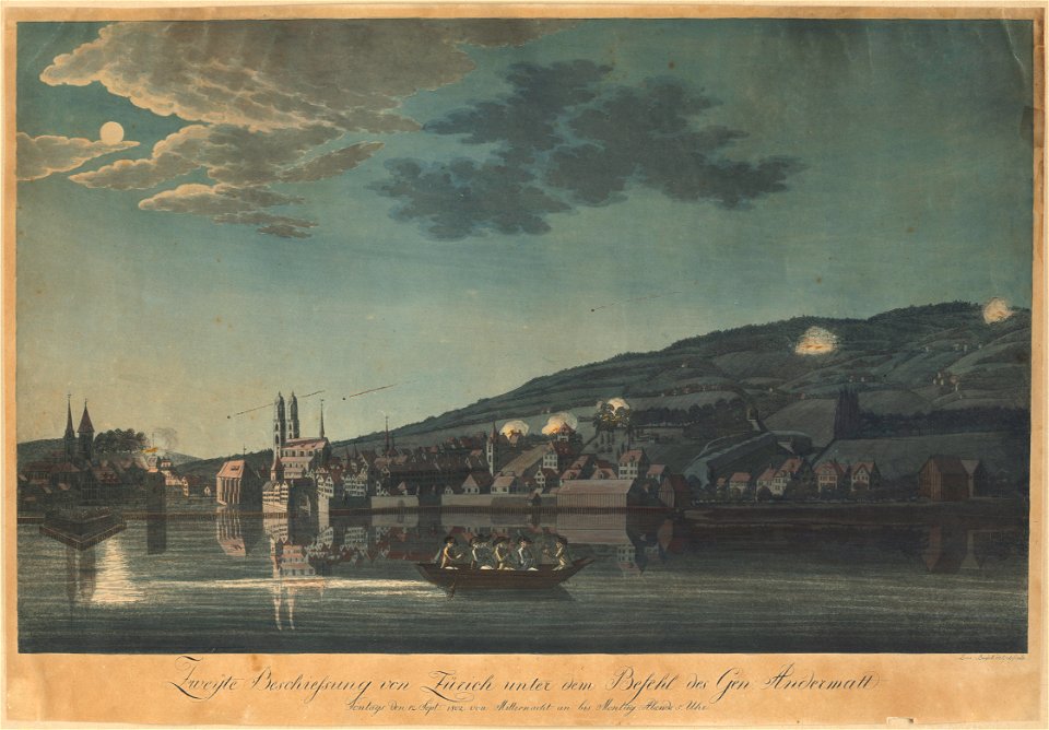 Zentralbibliothek Zürich - Zweÿte Beschiessung von Zürich unter dem Befehl des Gen Andermatt Sontags den 12 Sept 1802 von Mitternacht an bis Montag Abends 5 Uhr - 000005263
