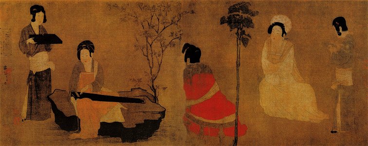 Zhou Fang. Court Ladies Tuning the Lute (28x75) Nelson-Atkins Museum of Art, Kansas City