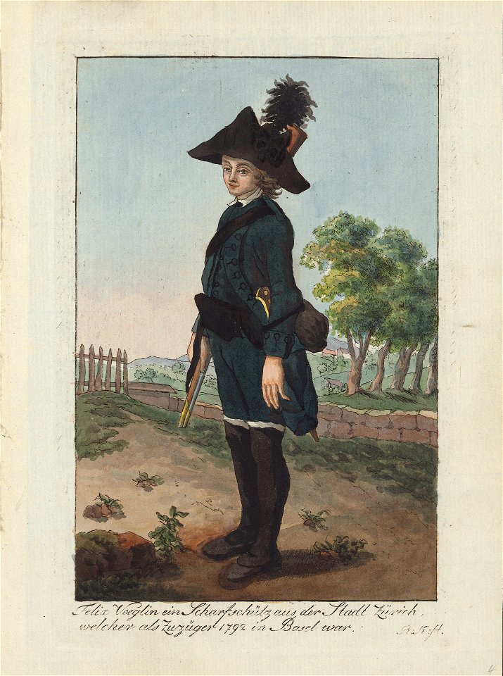 Zentralbibliothek Zürich - Felix Voeglin ein Scharfschütz aus der Stadt Zürich welcher als Zuzüger 1792 in Basel war - 000006468 4