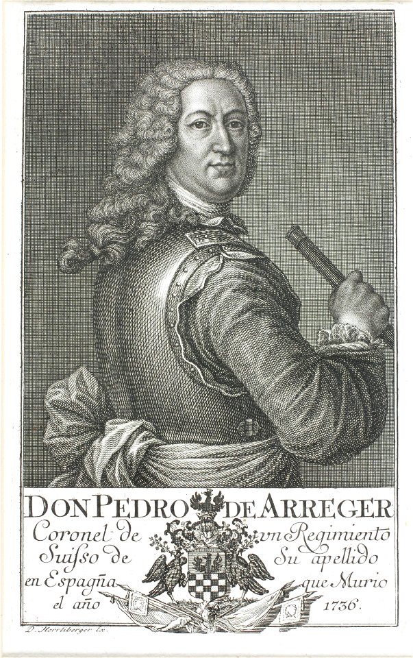 Zentralbibliothek Solothurn - DON PEDRO Wappen DE ARREGER Coronel de un Regimiento Suiso de Su apellido en Espangña que Murio al año 1736 - a0250