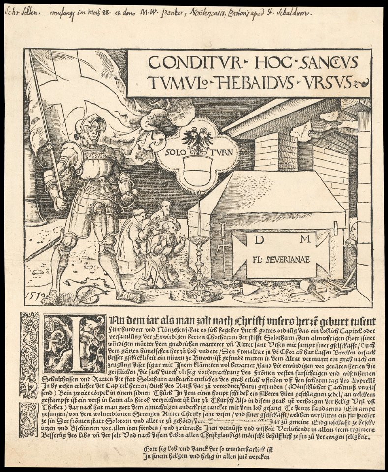 Zentralbibliothek Zürich - Conditur hoc sanctus Tumulo Thebaidus Ursus - 000010339