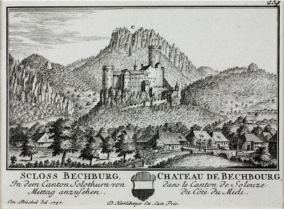 Zentralbibliothek Solothurn - SCHLOSS BECHBURG In dem Canton Solothurn von Mittag anzusehen Wappen Bechburg Bezirk Gäu CHATEAU DE BECHBOURG dans le Canton de Soleuze du Côté du Midi - a0645