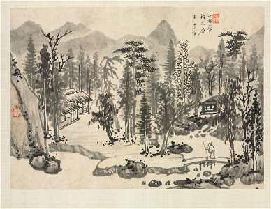 Zha Shibiao - Landscape Album in Various Styles, Landscape after Wu Zhen - 1955.37.10 - Cleveland Museum of Art