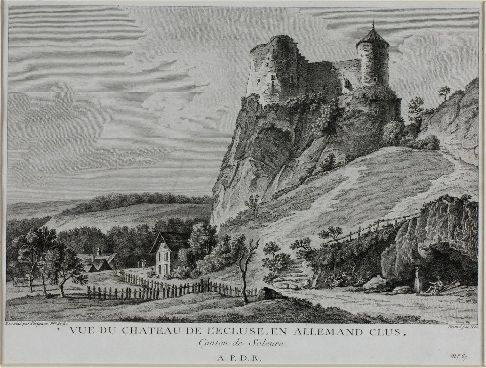 Zentralbibliothek Solothurn - VUE DU CHATEAU DE LECLUSE EN ALLEMAND CLUS Canton de Soleure - aa0171