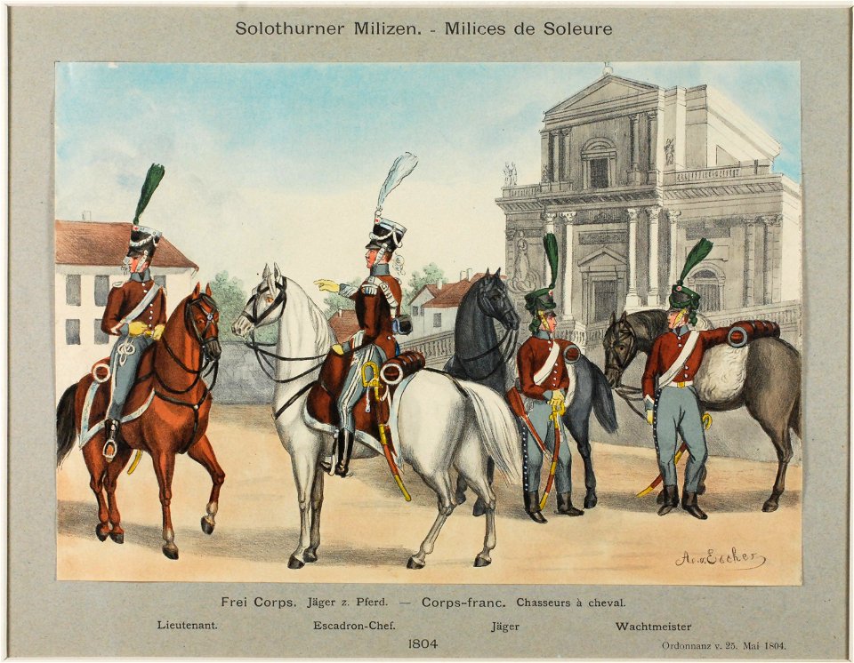 Zentralbibliothek Solothurn - Solothurner Chef Jäger Wachtmeister 1804 Ordonnanz v 25 Mai 1804 - aa0348